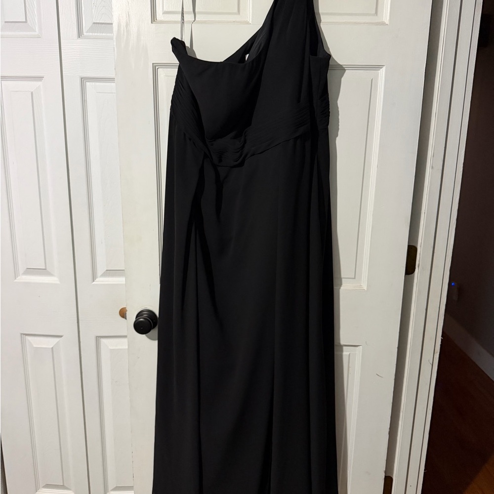 Azazie A26 Dallas Black A-Line One Shoulder Chiffon Dress